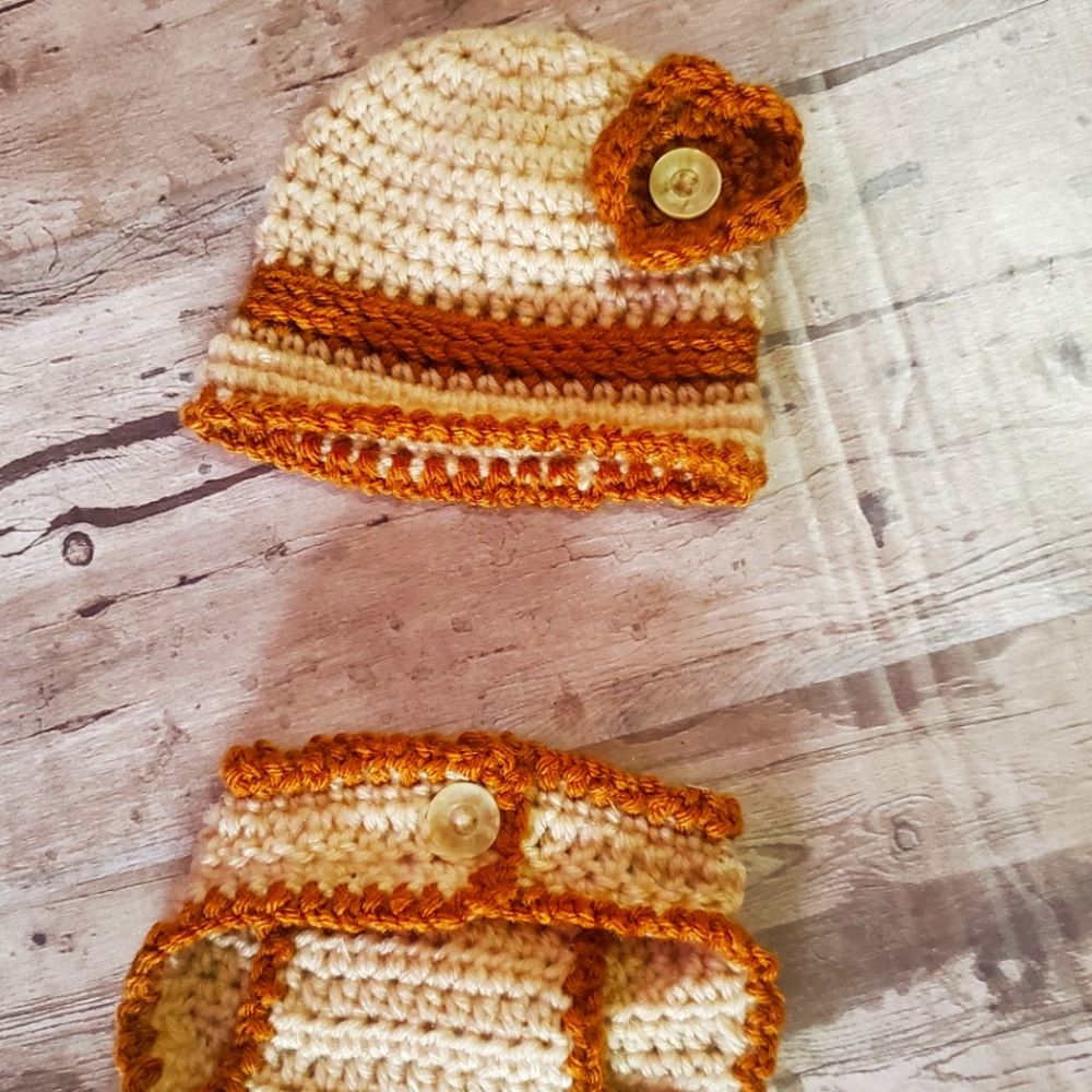Girls newborn crochet hat and diaper cover photos